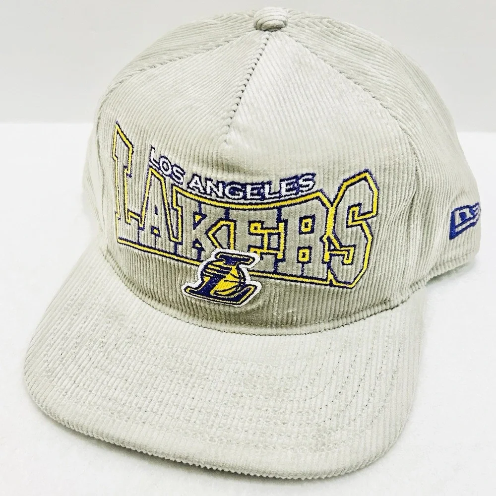 New Era Los Angeles Lakers Corduroy The Golfer Snapback Hat Cap Adjustable‎ Gray